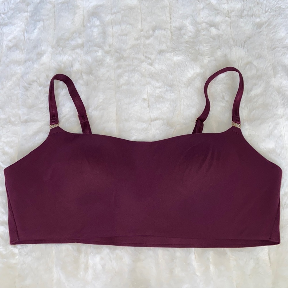 VICTORIA'S SECRET VS Lined No Wire Bra Wire Free Bralette Purple Gold Large Lg L